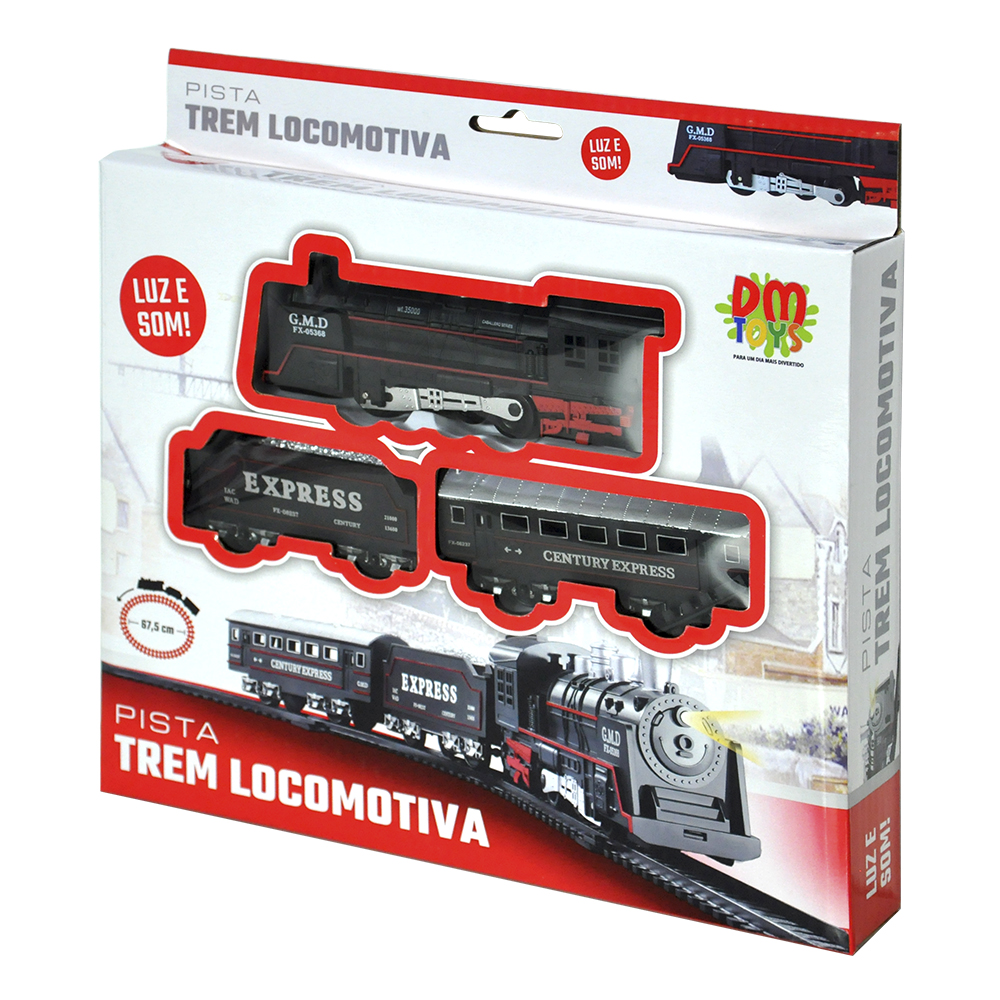 Trem Grande Locomotiva Luz E Som - DM TOYS DMT5374 - Noy Brinquedos