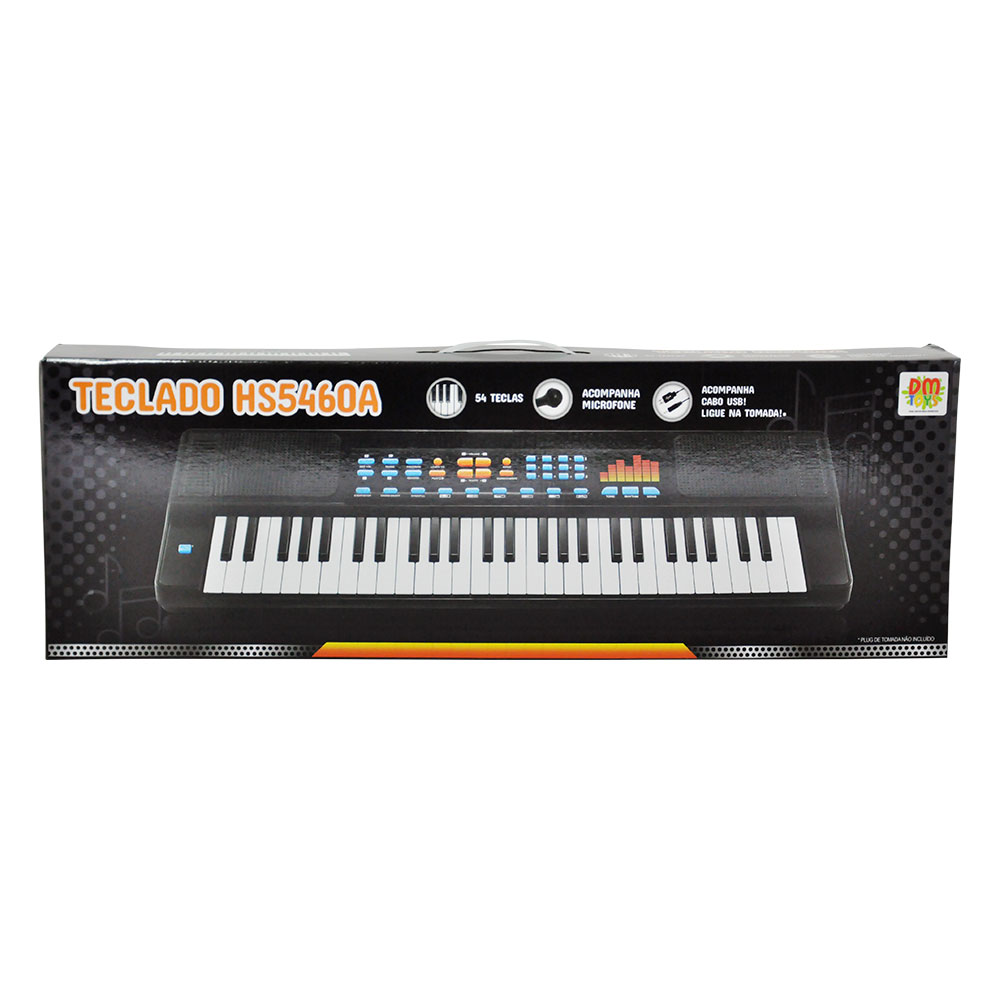 Teclado Musical E Microfone Brinquedo Infantil Branco Dmtoys