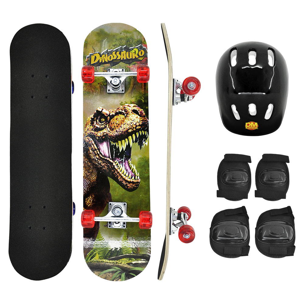 Skateboard de madeira com caixa, conjunto de jogos esportivos para