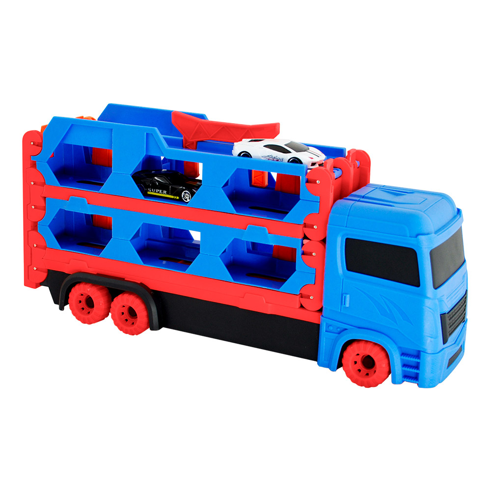 Caminhão Cegonha Transport com 2 carrinhos – DM Toys